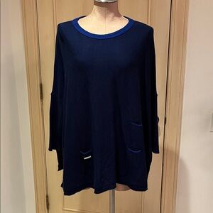 ANTHROPOLOGIE MER SEA ALWAYS BY THE SEA Oversized Casual Boho Navy Sweater O/S